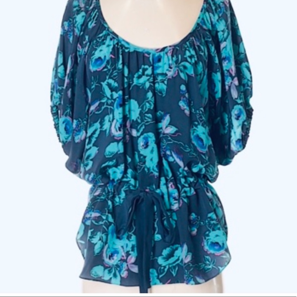 Rebecca Taylor Tuckernuck Peplum Floral Blouse 8 - Picture 4 of 4